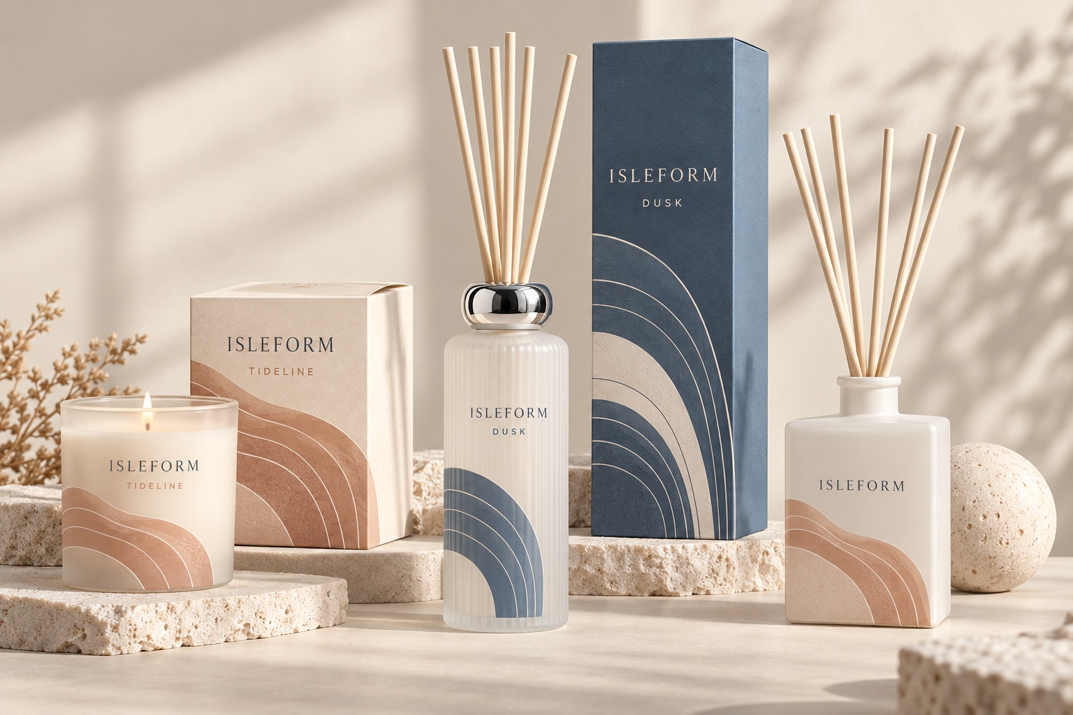 屿序 ISLEFORM · 玻璃香薰与蜡烛系列 · 虚构品牌概念