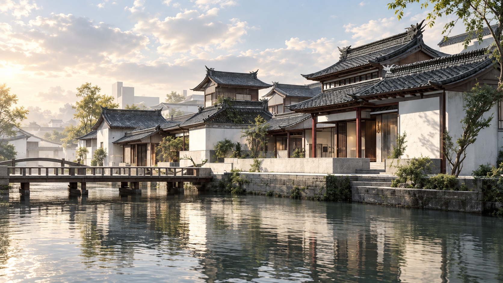 甪直民宿 临水外景 独立效果图